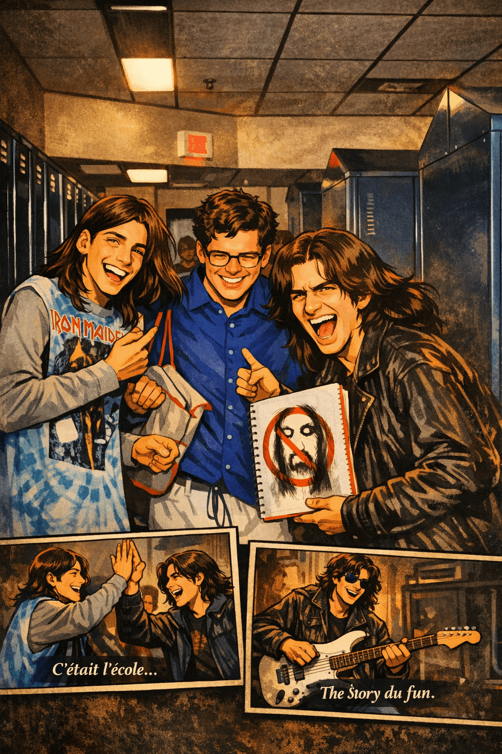 Comic collage crowd panel