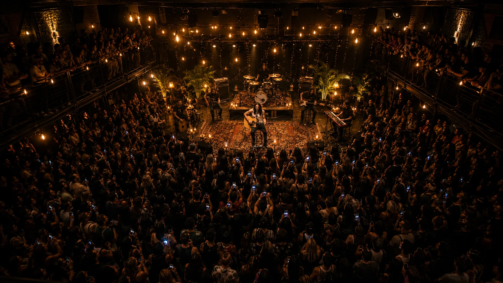Vista geral do concerto cercado pelo público